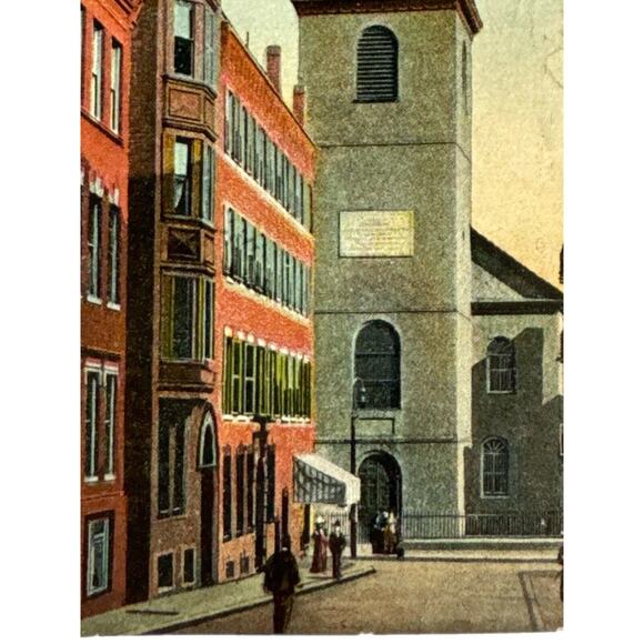 Antique 1910 Litho Ephemera Postcard North Church Boston Mass. Colored Reichner - Picture 2 of 6